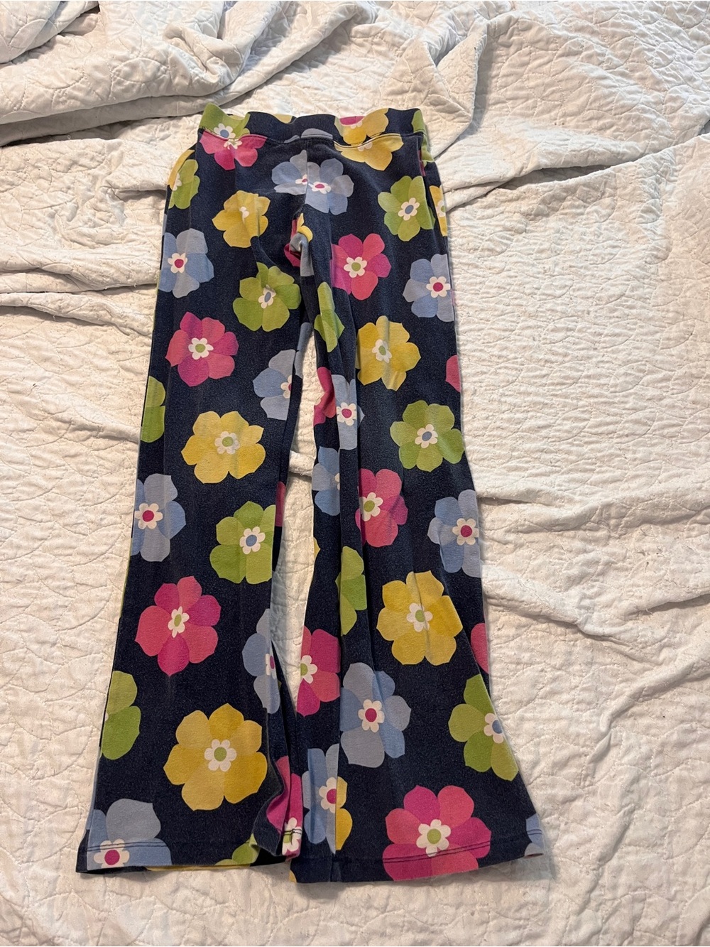 Gymboree Retro Flower Power Flare Leggings Kids 9 Navy Big Daisy Print 70s Look